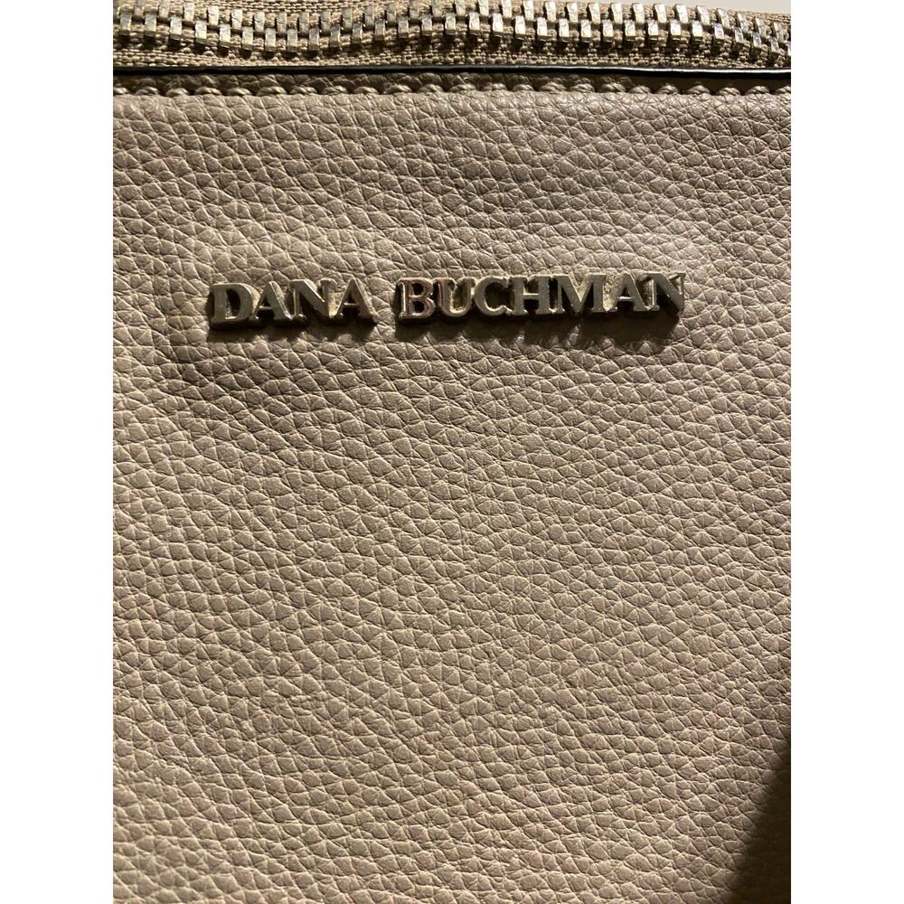 Dana Buchman Grey Handbag Optional Long Strap Zip Close Flower Charm - Picture 9 of 16